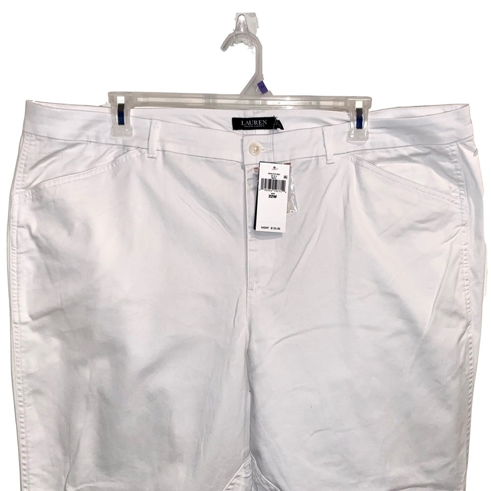 NWT Lauren Ralph Lauren White Cotten Stretch 4 Pockets Pants Equestrian Size 22W - Picture 5 of 12